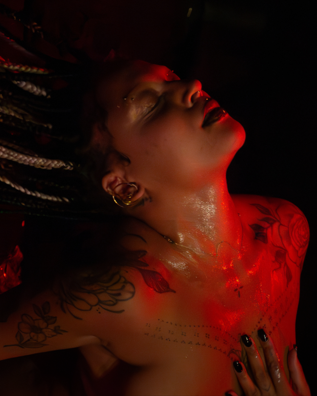 Someone being touched on their chest